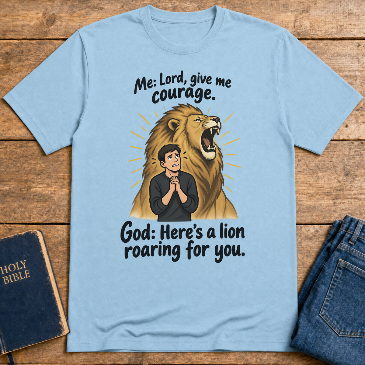 Lion Behind Me T-Shirt — Light Blue
