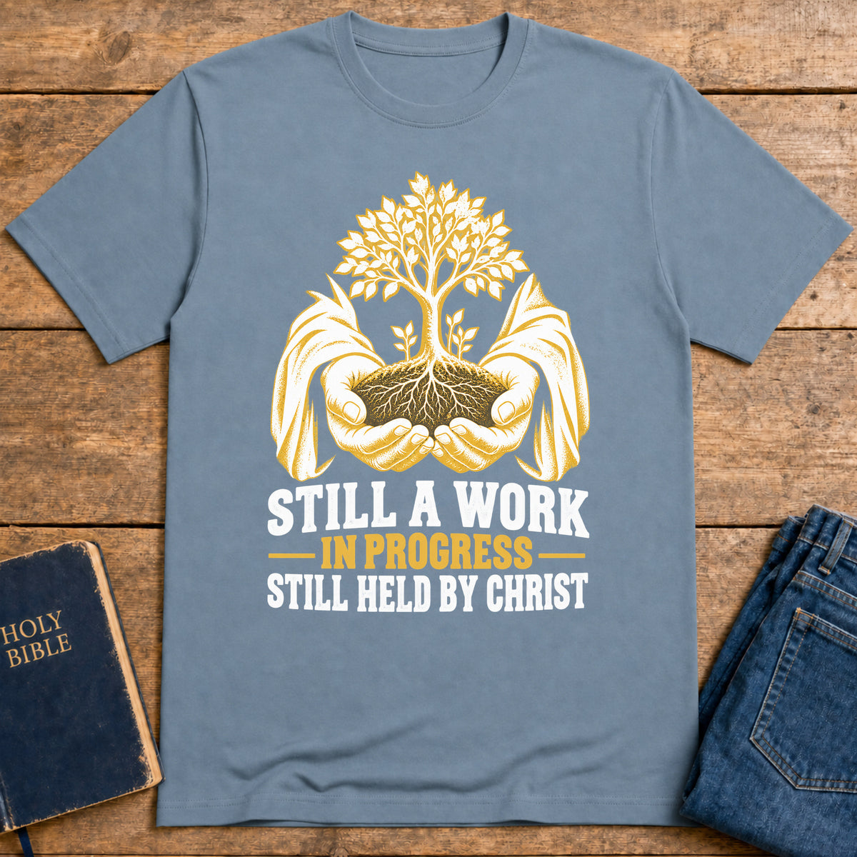 Held in Christ T-Shirt — Stone Blue