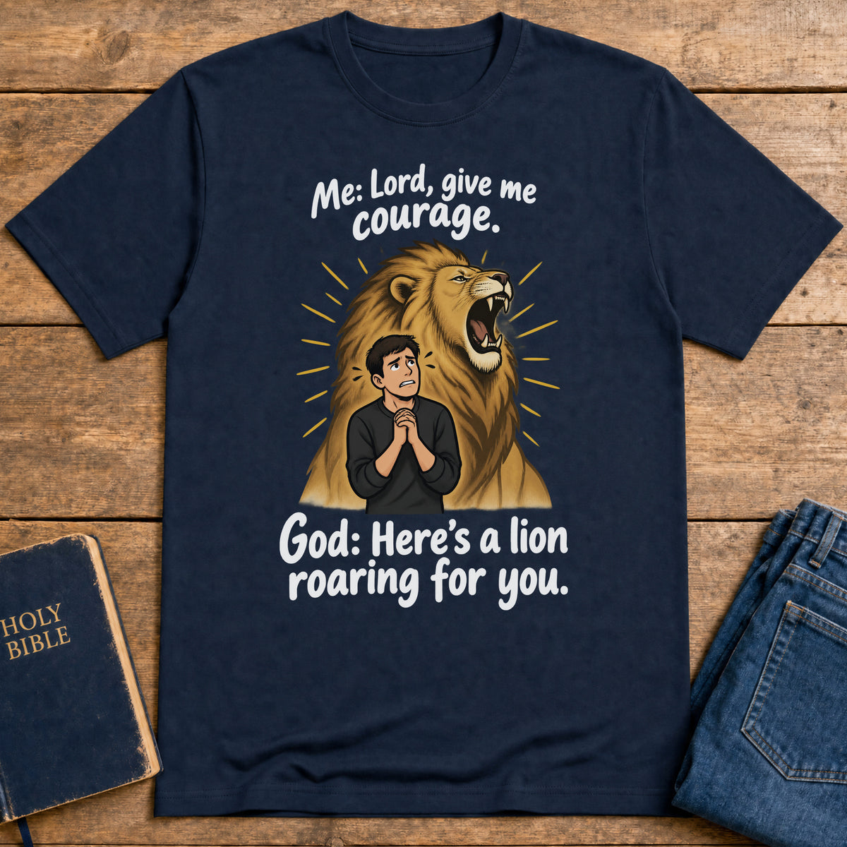 Lion Behind Me T-Shirt — Navy