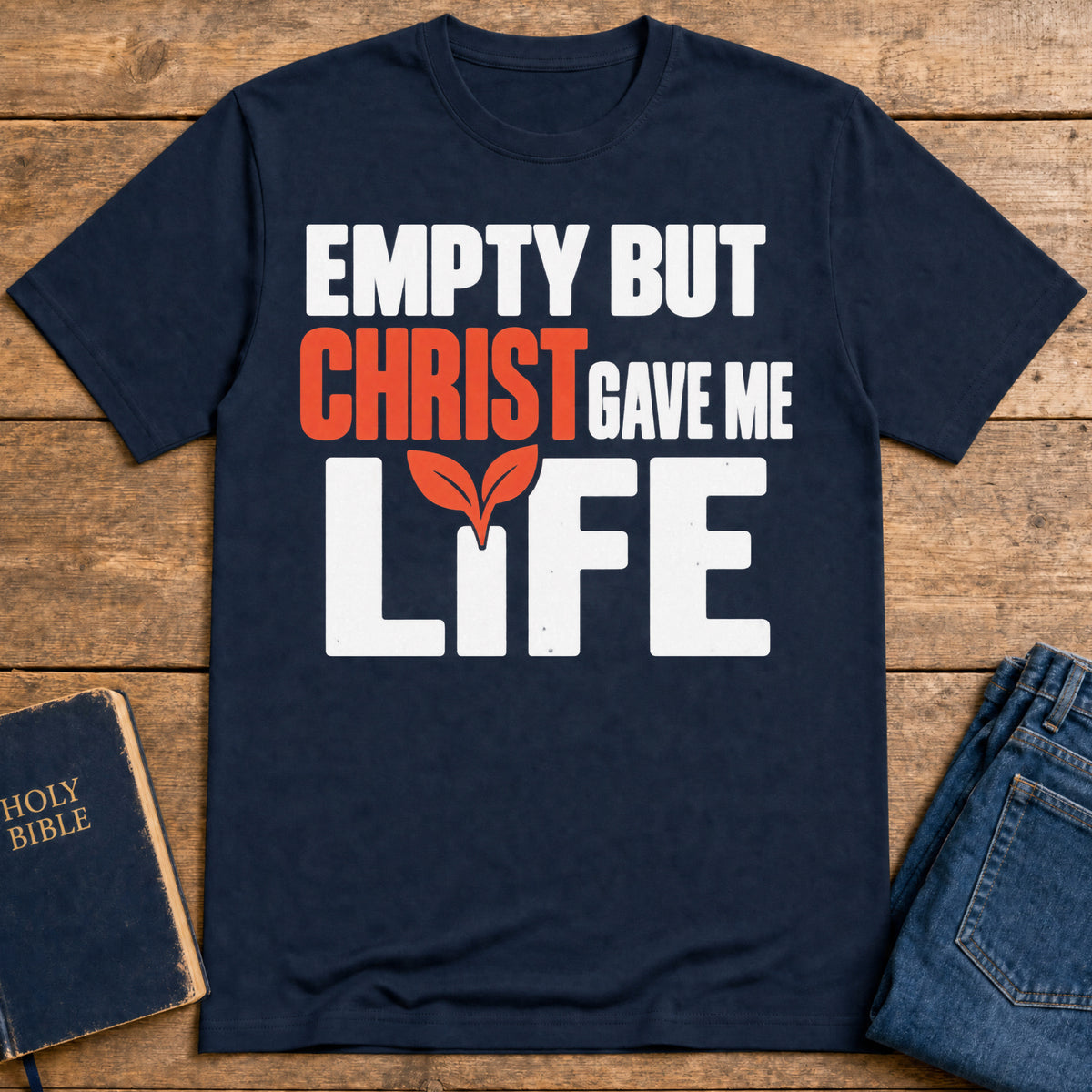 Christ Gives Life T-Shirt — Navy