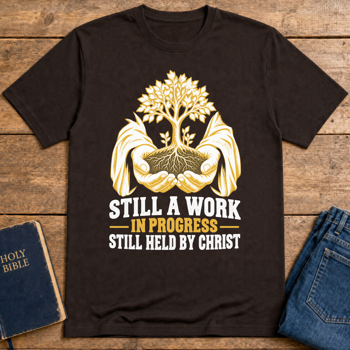 Held in Christ T-Shirt — Dark Chocolate