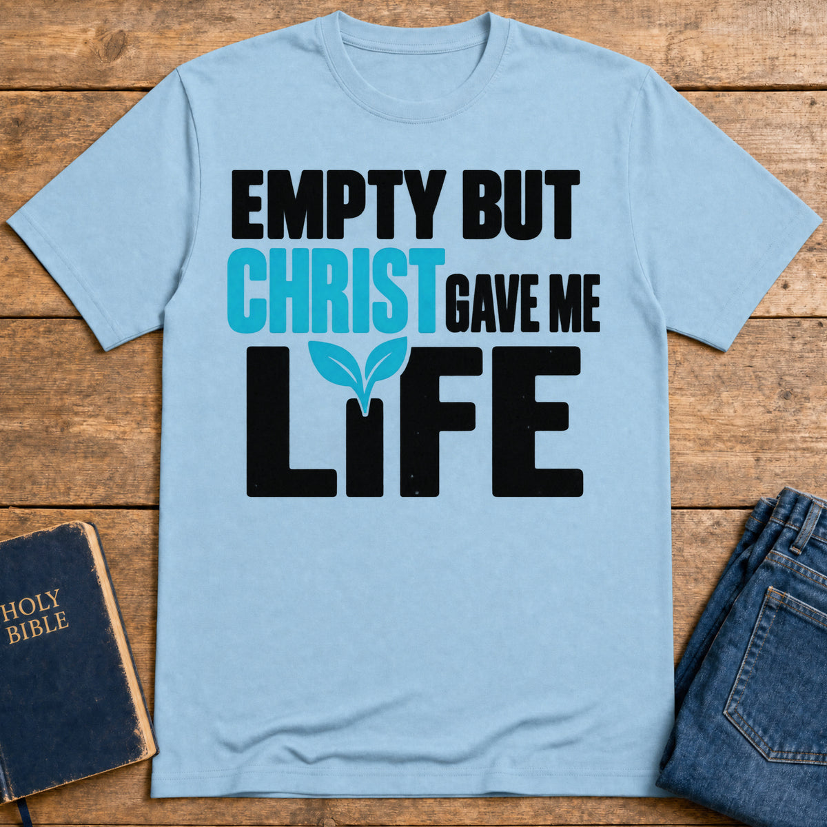 Christ Gives Life T-Shirt — Light Blue