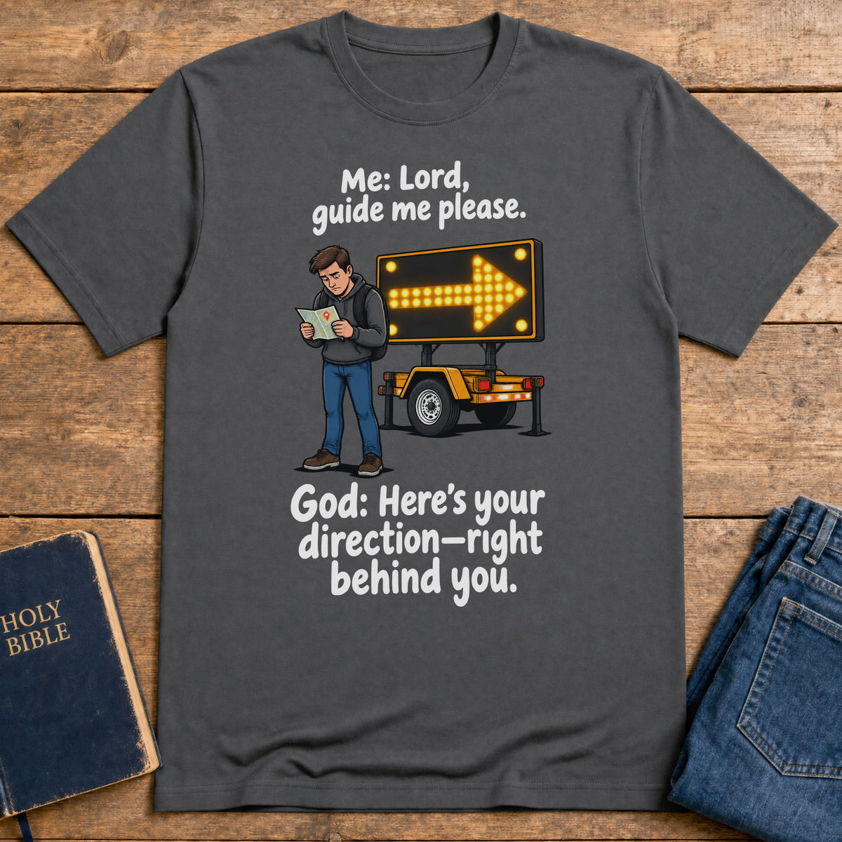 God's Clear Direction T-Shirt — Charcoal