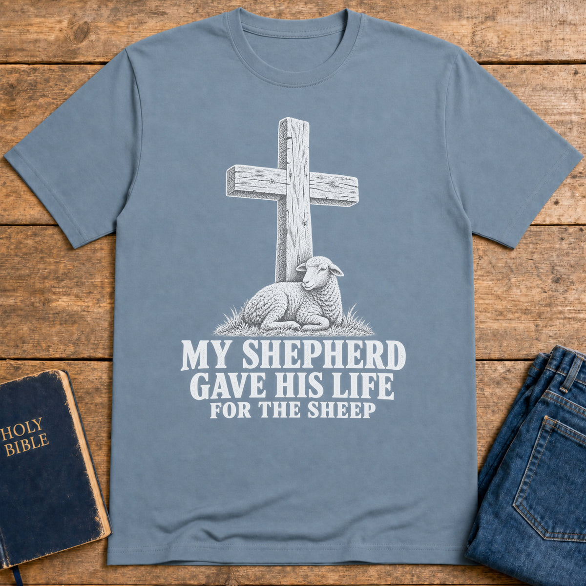 Good Shepherd T-Shirt — Stone Blue