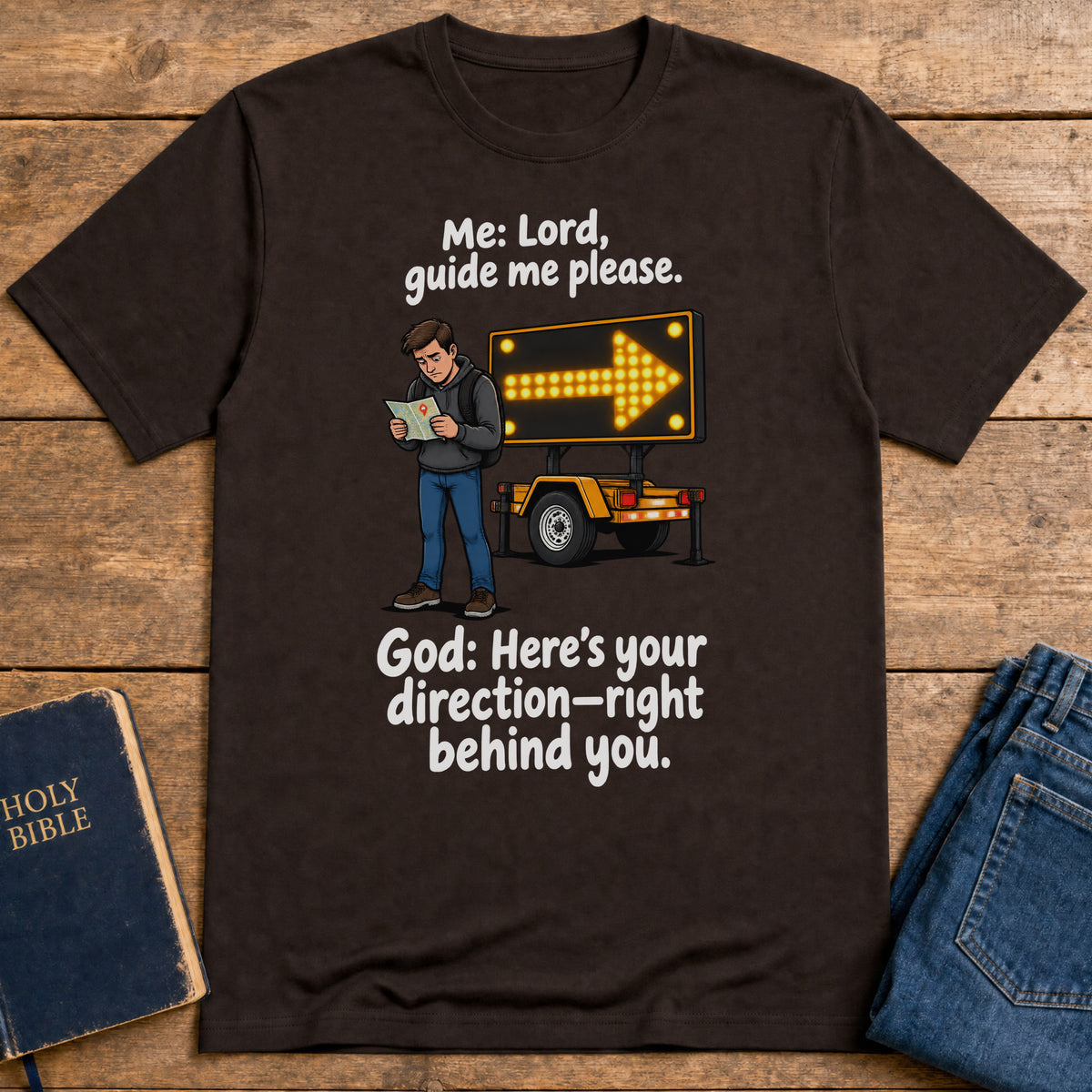 God's Clear Direction T-Shirt — Dark Chocolate