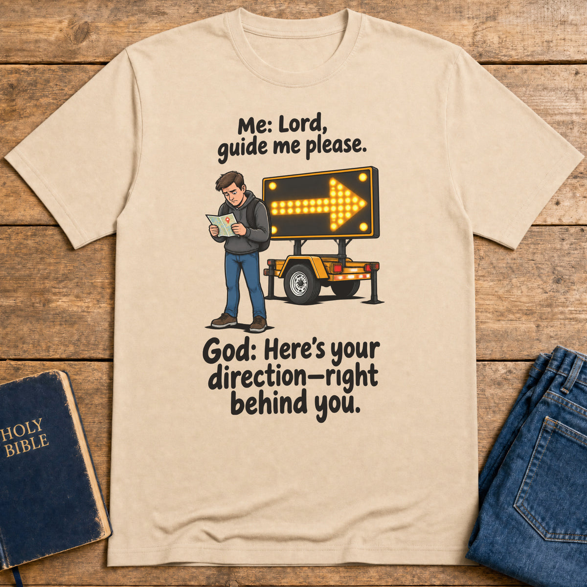God's Clear Direction T-Shirt — Natural