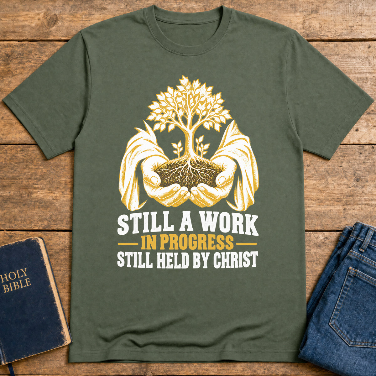 Held in Christ T-Shirt — Military Green