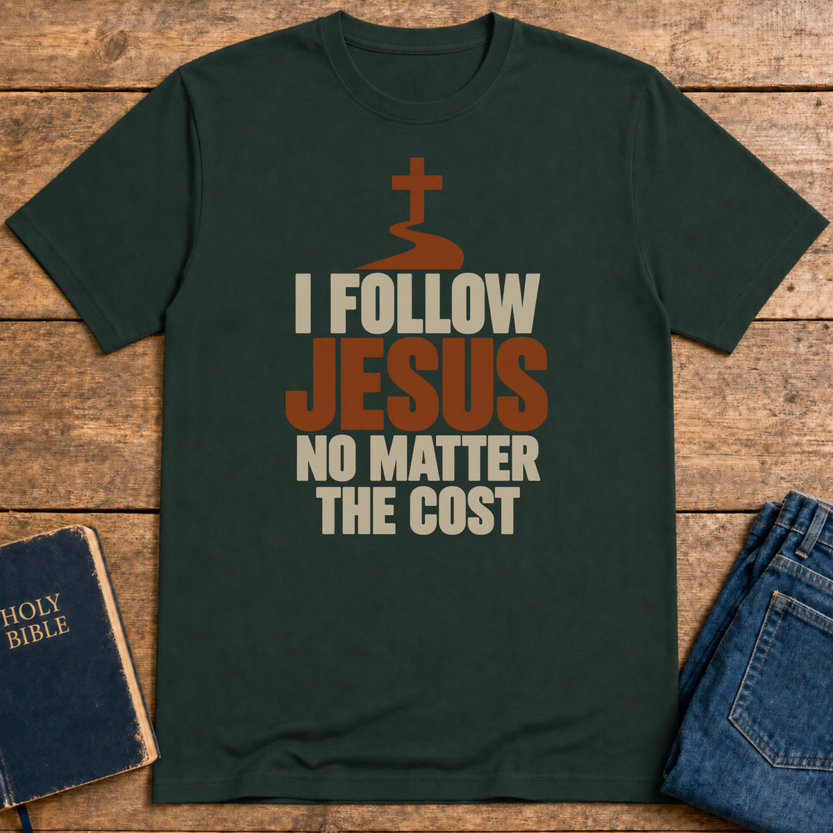 Counting the Cost T-Shirt — Forest Green