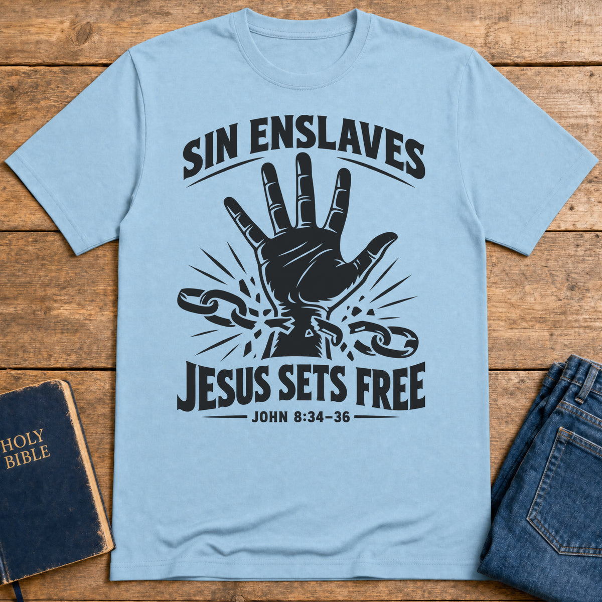Freedom in Christ T-Shirt — Light Blue