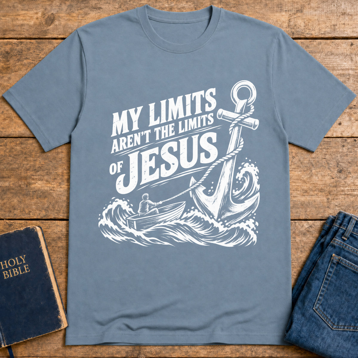 Christ Our Anchor T-Shirt — Stone Blue