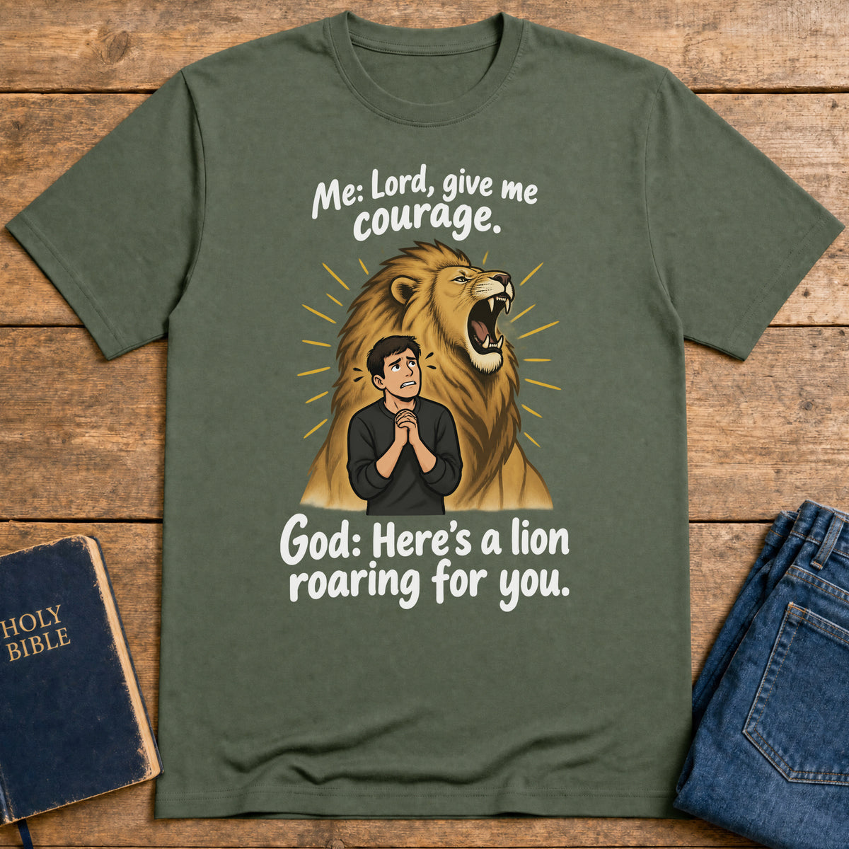 Lion Behind Me T-Shirt — Military Green