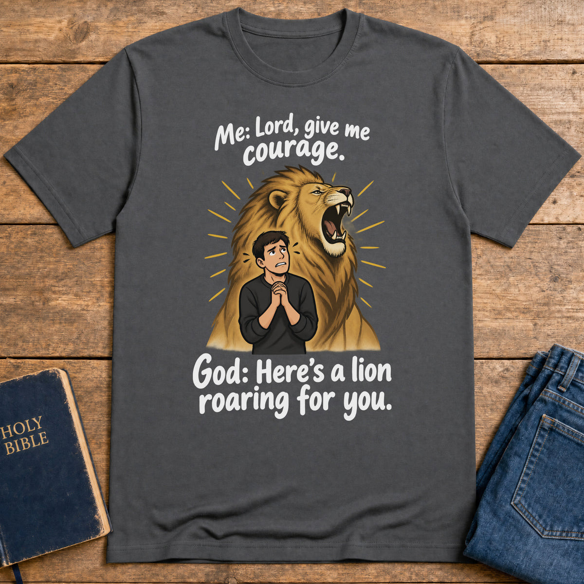 Lion Behind Me T-Shirt — Charcoal