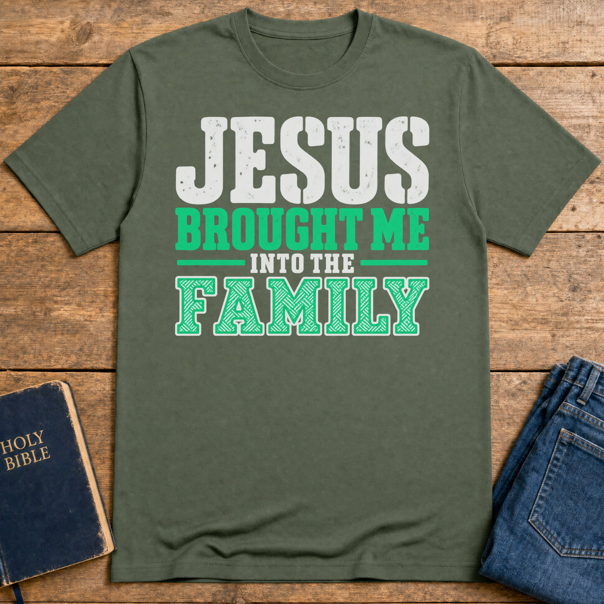 Christ's Family T-Shirt — Military Green