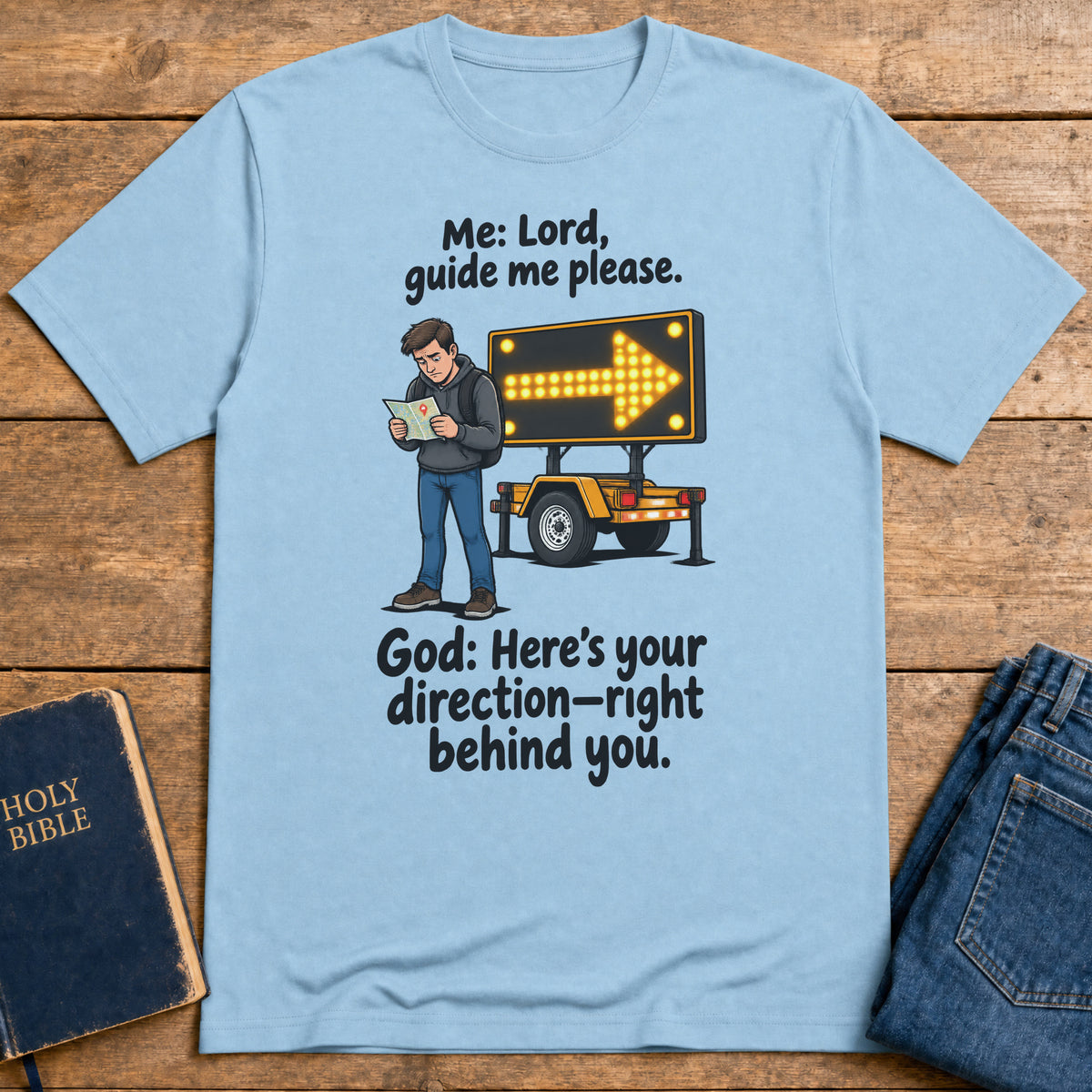 God's Clear Direction T-Shirt — Light Blue