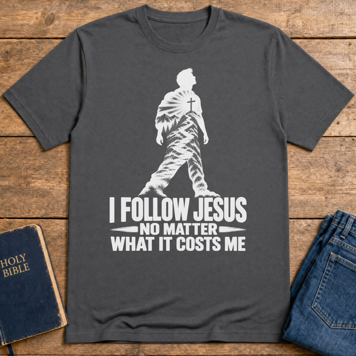 Take Up Cross T-Shirt — Charcoal