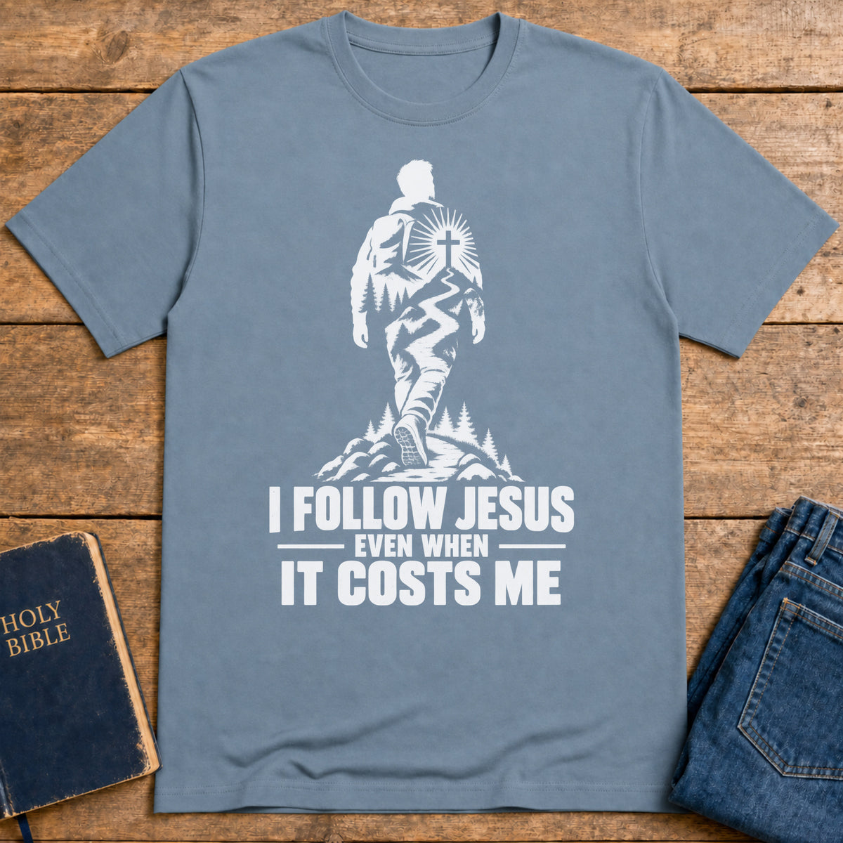 Costly Discipleship T-Shirt — Stone Blue