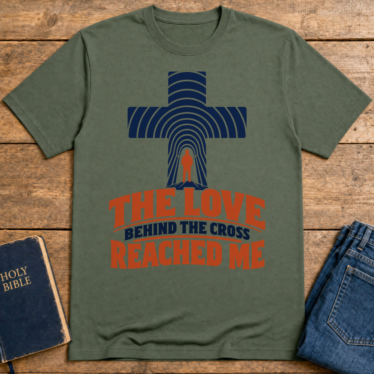 Cross Love T-Shirt — Military Green