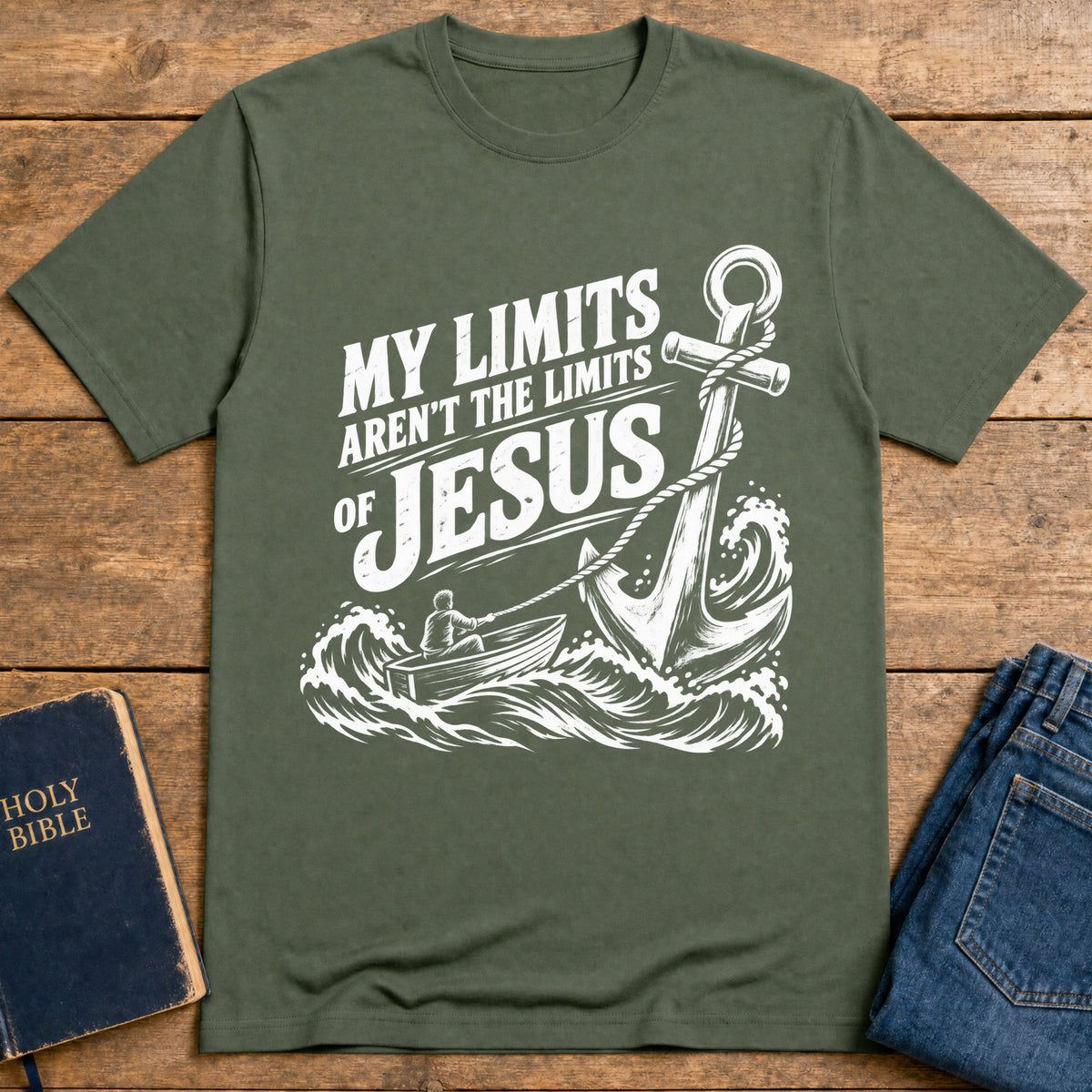 Christ Our Anchor T-Shirt — Military Green