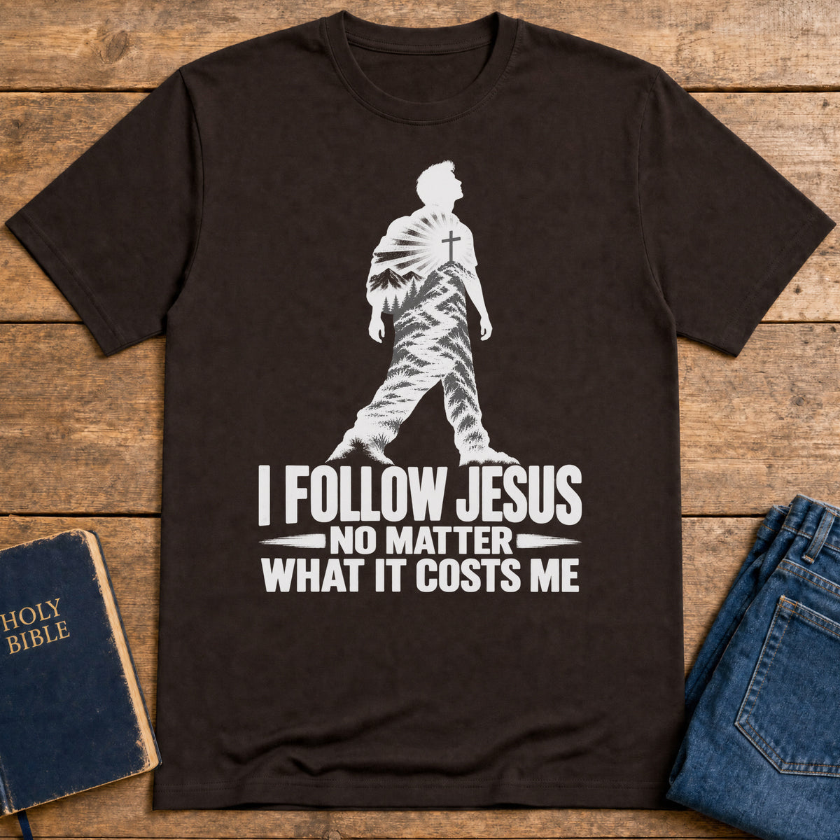 Take Up Cross T-Shirt — Dark Chocolate