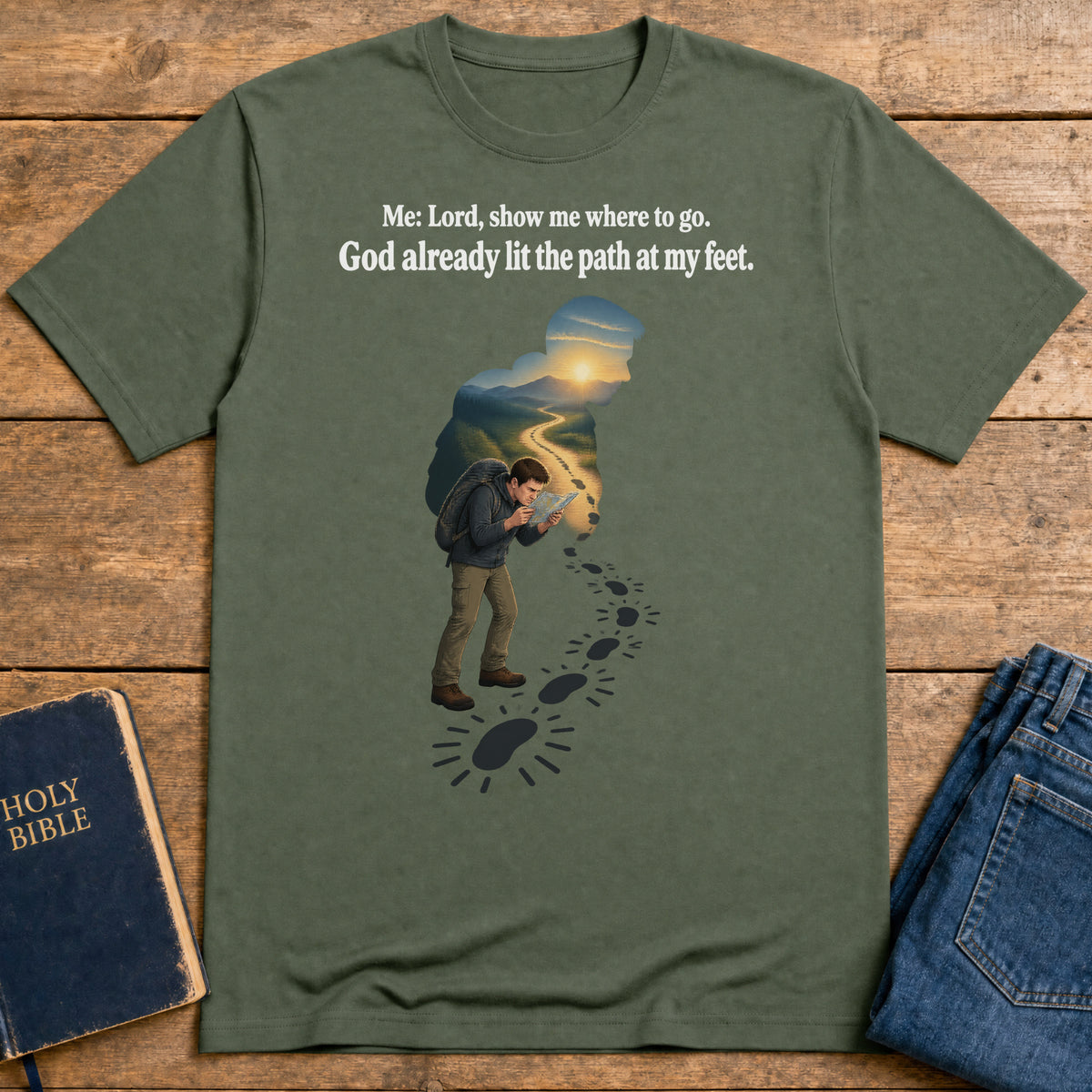 Guided Steps T-Shirt — Military Green