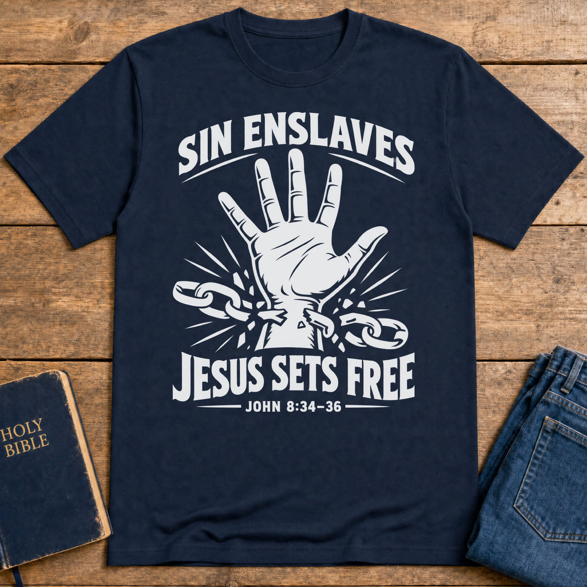 Freedom in Christ T-Shirt — Navy