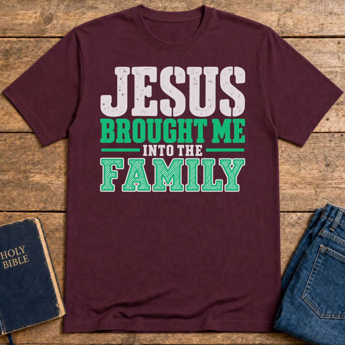 Christ's Family T-Shirt — Maroon