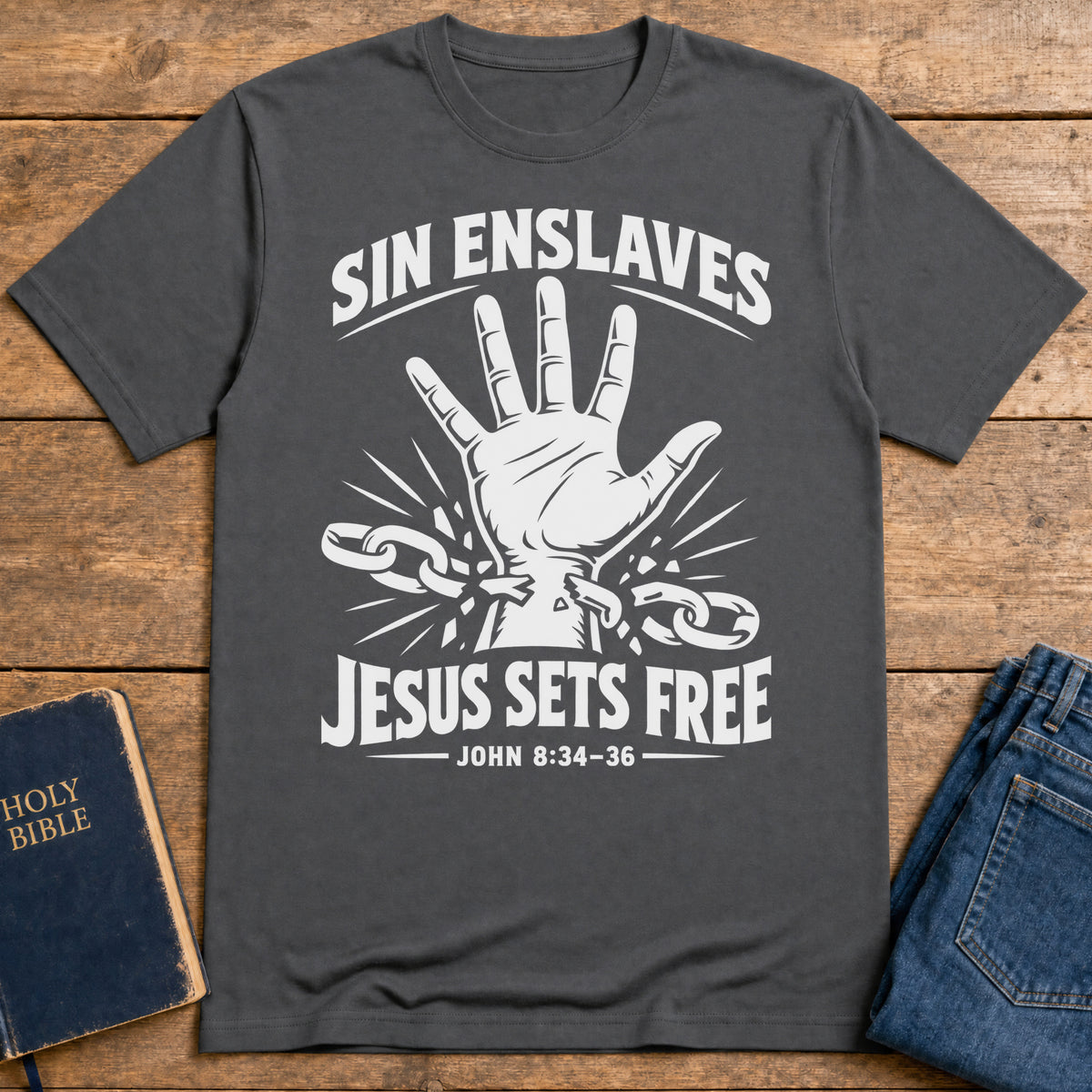 Freedom in Christ T-Shirt — Charcoal