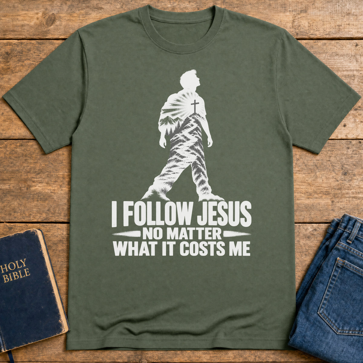 Take Up Cross T-Shirt — Military Green