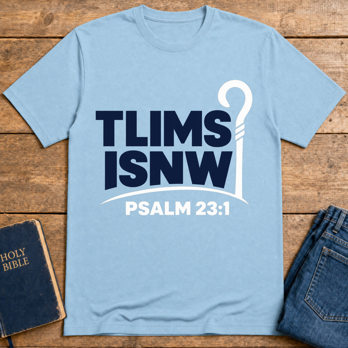 Psalm 23 Shepherd T-Shirt — Light Blue